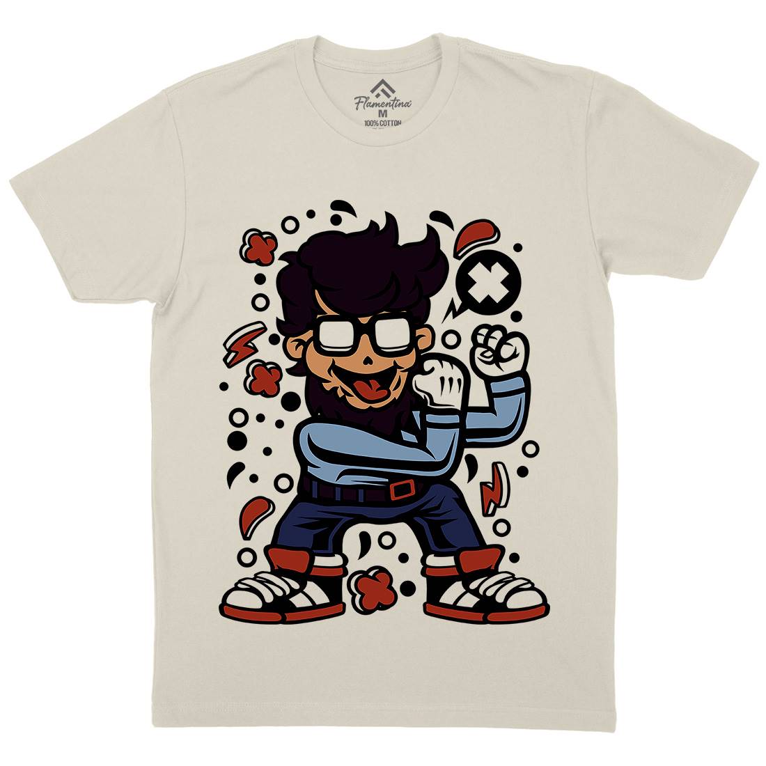 Hipster Fighter Mens Organic Crew Neck T-Shirt Sport C560