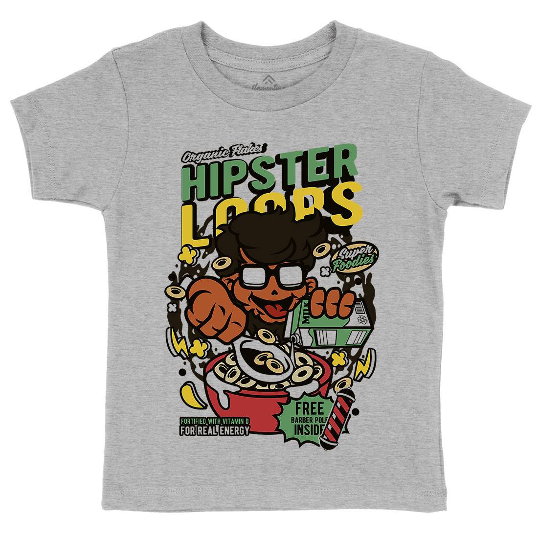 Hipster Loops Kids Organic Crew Neck T-Shirt Food C563