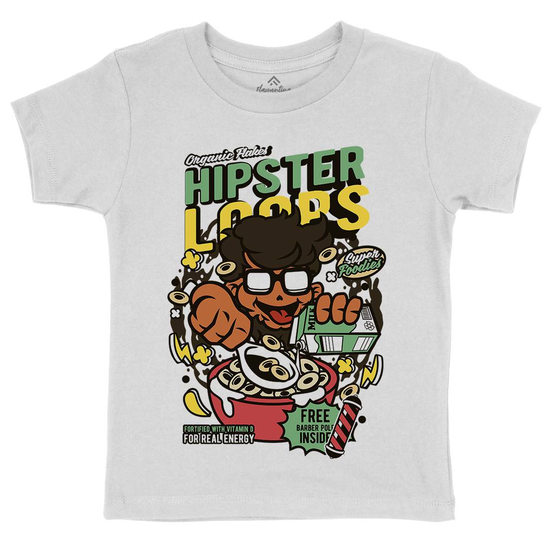 Hipster Loops Kids Crew Neck T-Shirt Food C563