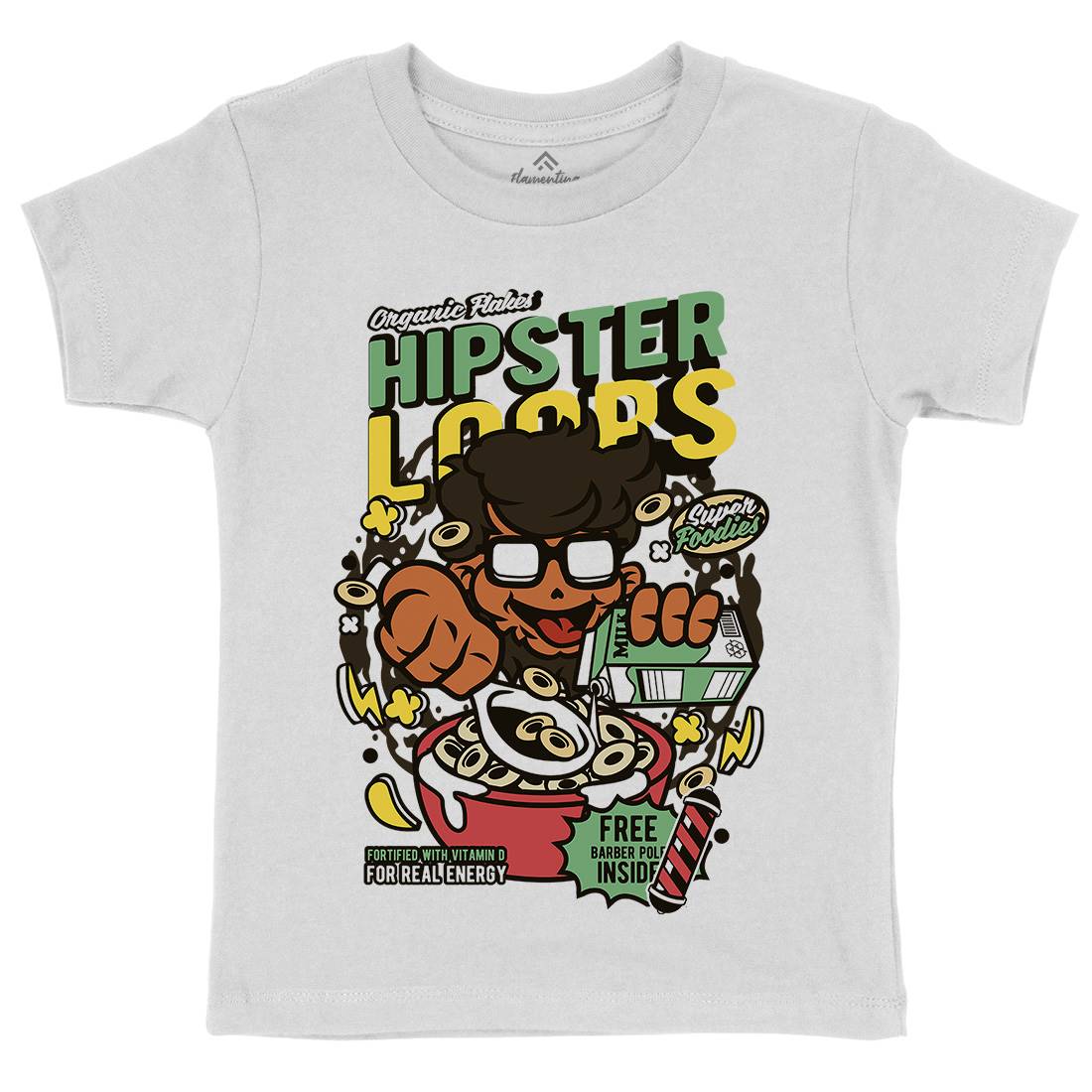 Hipster Loops Kids Organic Crew Neck T-Shirt Food C563