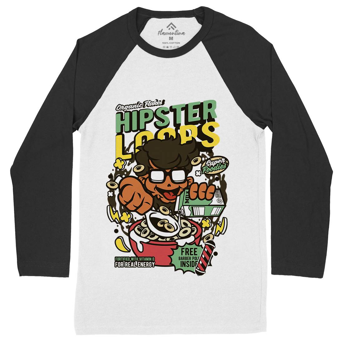 Hipster Loops Mens Long Sleeve Baseball T-Shirt Food C563