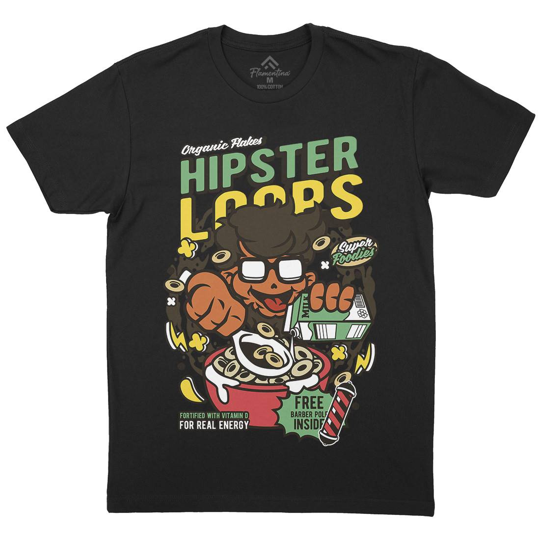 Hipster Loops Mens Organic Crew Neck T-Shirt Food C563
