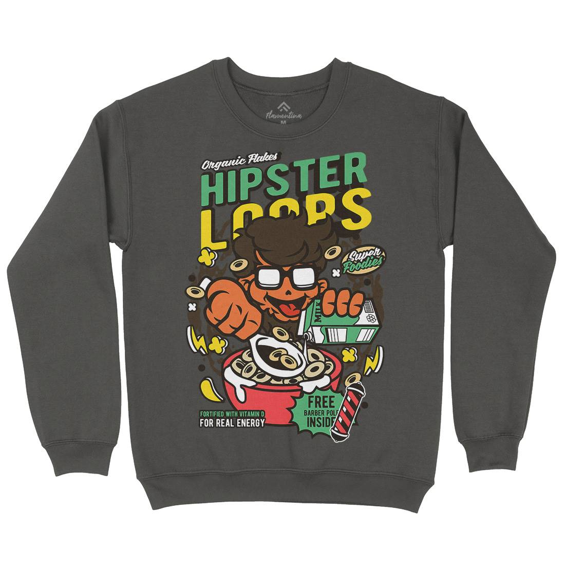 Hipster Loops Mens Crew Neck Sweatshirt Food C563