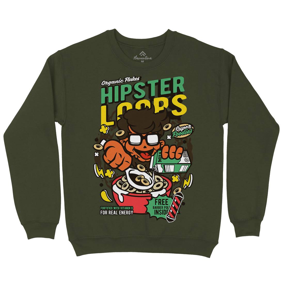 Hipster Loops Mens Crew Neck Sweatshirt Food C563