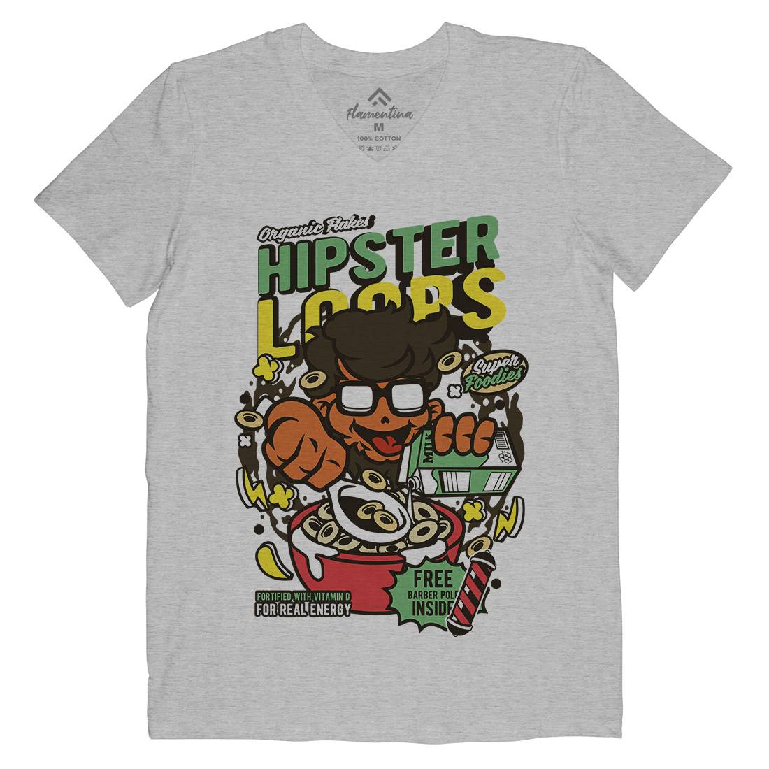 Hipster Loops Mens V-Neck T-Shirt Food C563