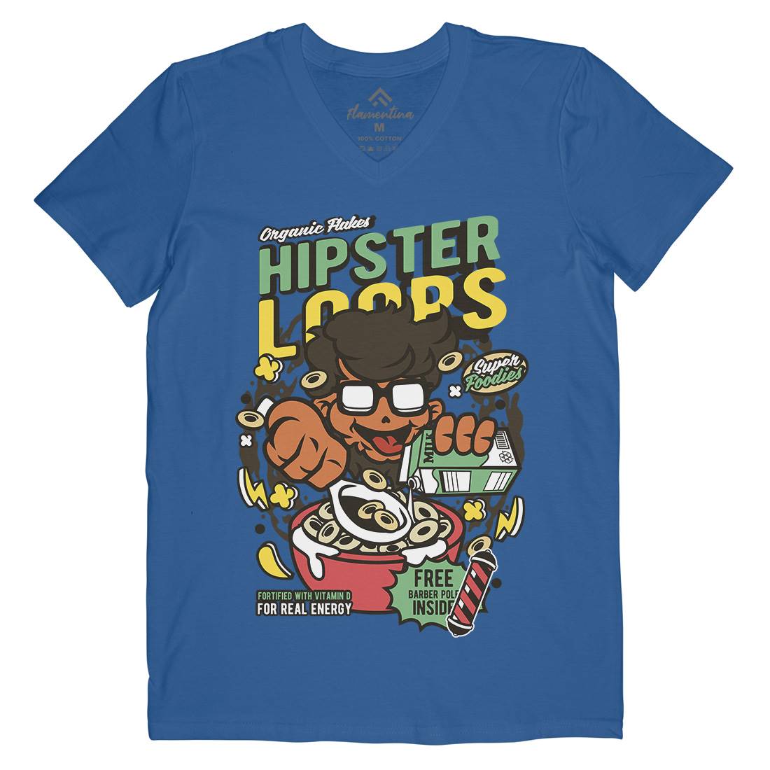 Hipster Loops Mens V-Neck T-Shirt Food C563