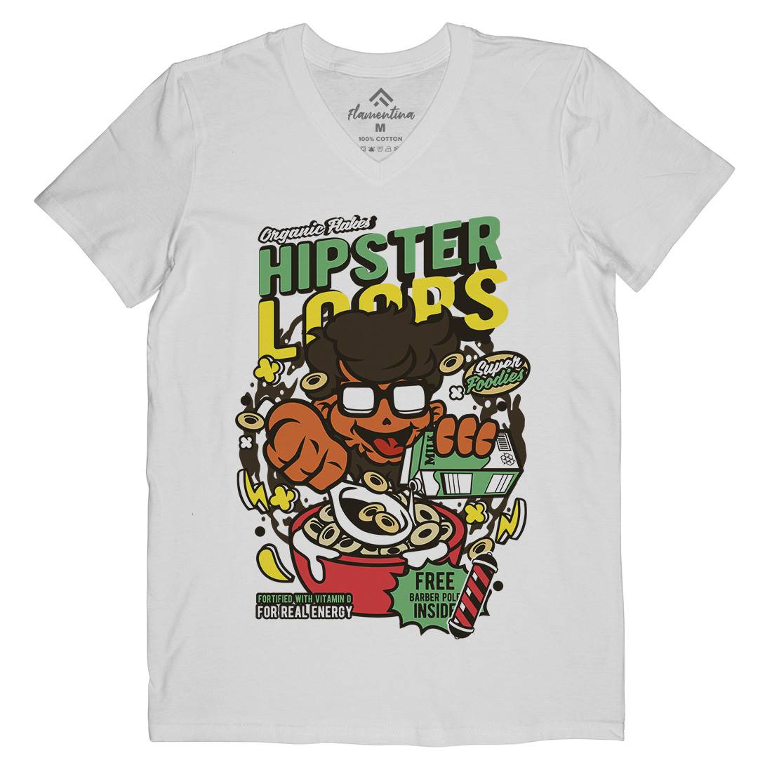 Hipster Loops Mens Organic V-Neck T-Shirt Food C563