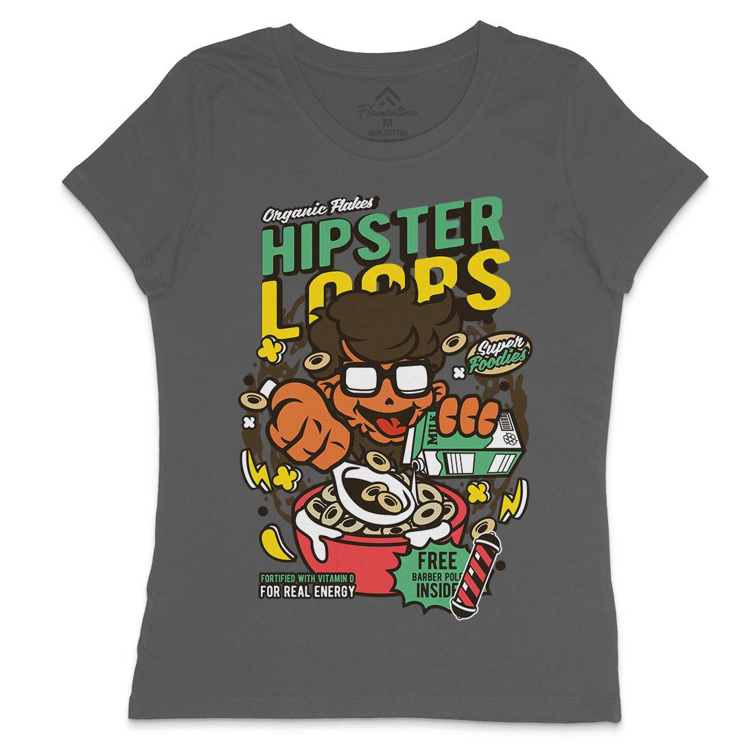Hipster Loops Womens Crew Neck T-Shirt Food C563