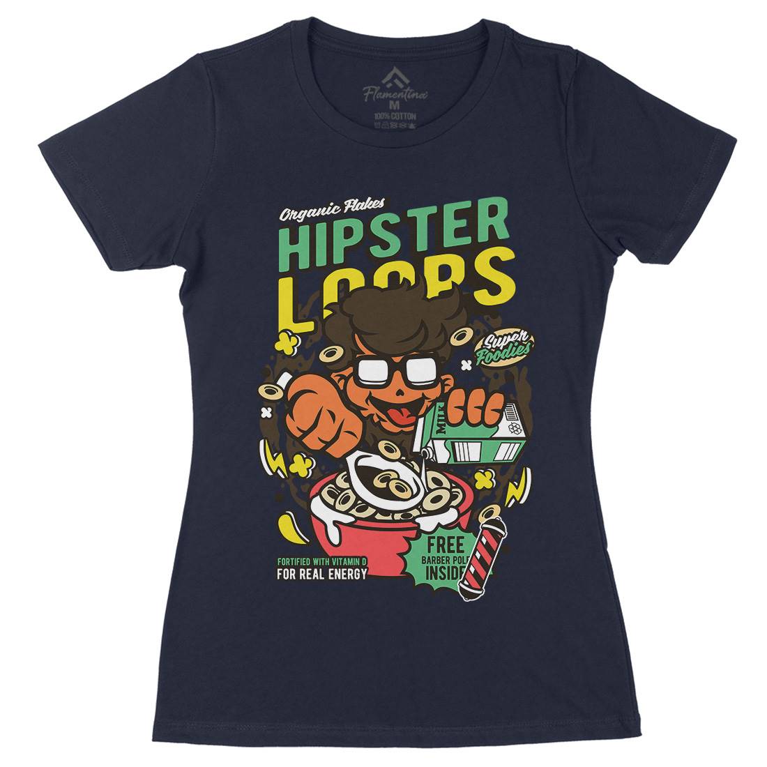 Hipster Loops Womens Organic Crew Neck T-Shirt Food C563