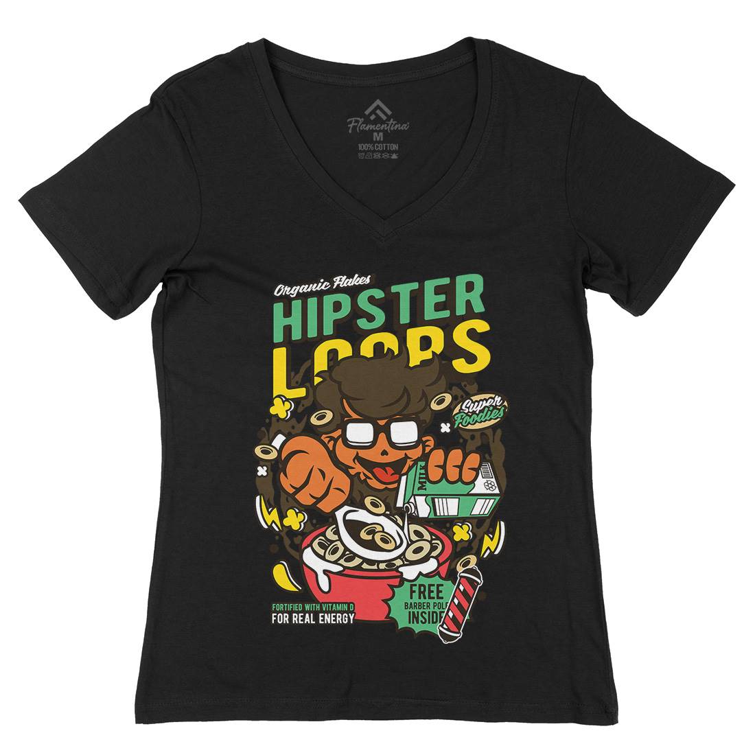 Hipster Loops Womens Organic V-Neck T-Shirt Food C563