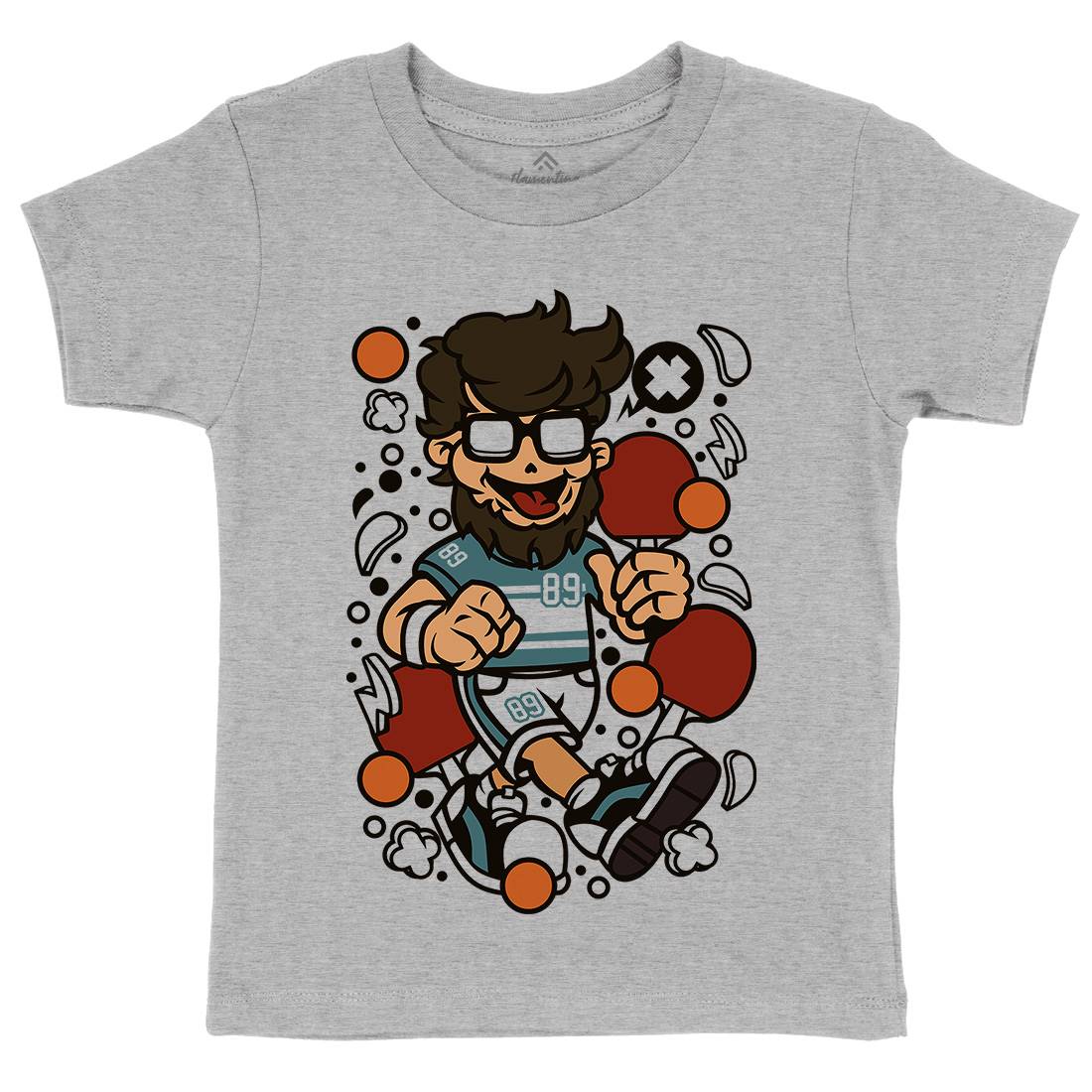 Hipster Ping Pong Kids Crew Neck T-Shirt Sport C564