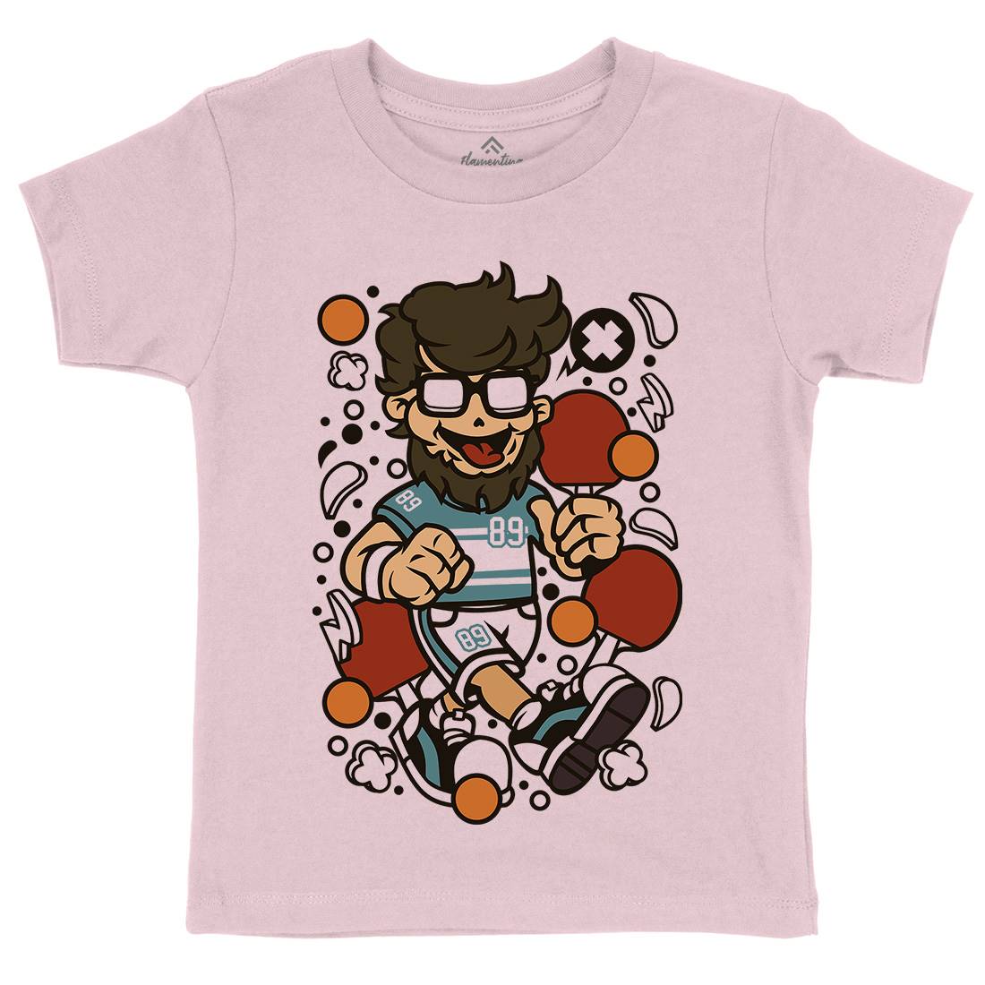 Hipster Ping Pong Kids Organic Crew Neck T-Shirt Sport C564