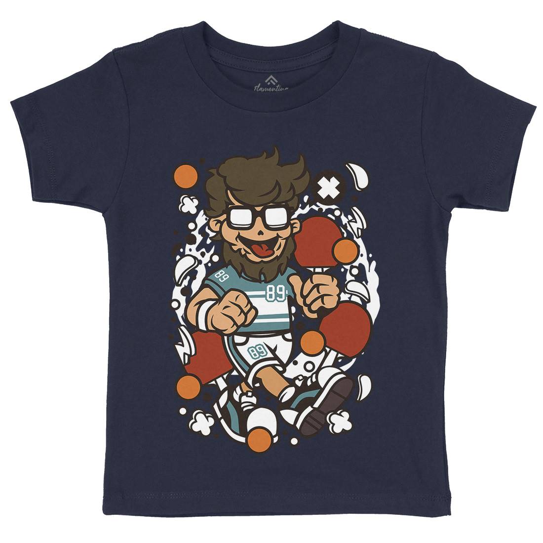 Hipster Ping Pong Kids Organic Crew Neck T-Shirt Sport C564