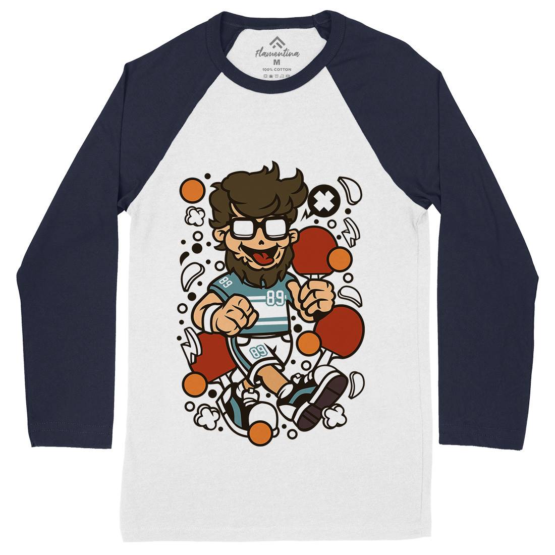 Hipster Ping Pong Mens Long Sleeve Baseball T-Shirt Sport C564