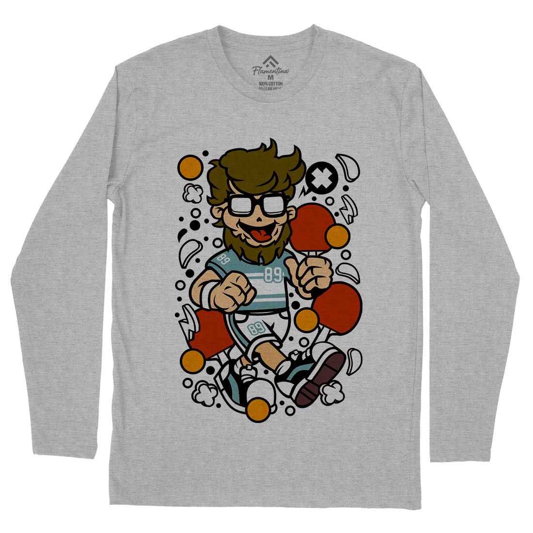 Hipster Ping Pong Mens Long Sleeve T-Shirt Sport C564