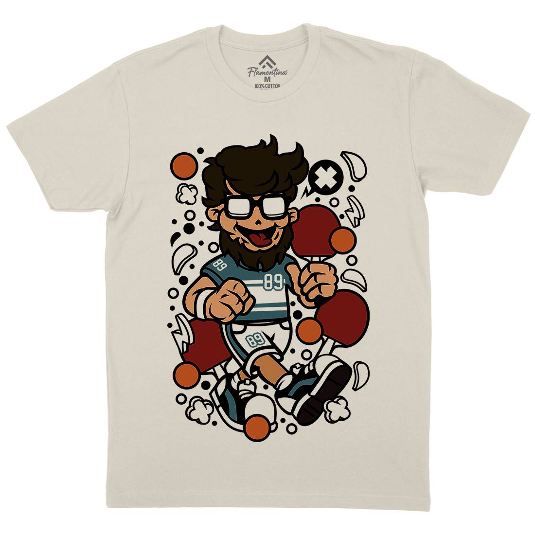 Hipster Ping Pong Mens Organic Crew Neck T-Shirt Sport C564