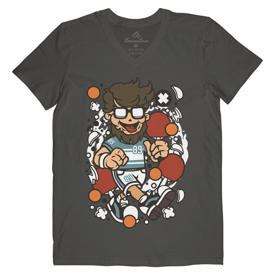 Hipster Ping Pong Mens V-Neck T-Shirt Sport C564