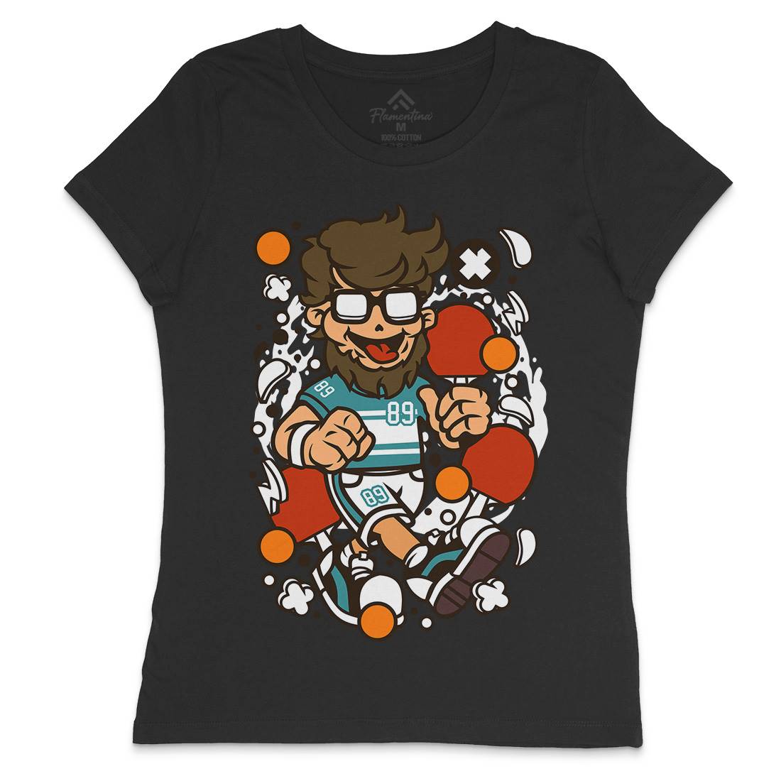Hipster Ping Pong Womens Crew Neck T-Shirt Sport C564