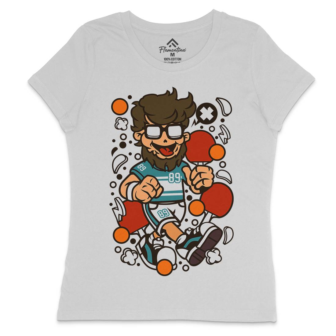Hipster Ping Pong Womens Crew Neck T-Shirt Sport C564