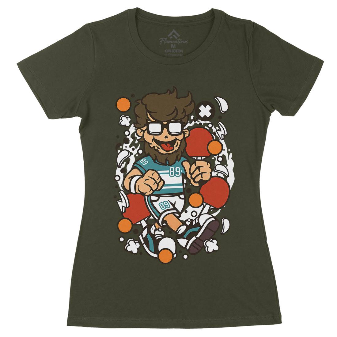 Hipster Ping Pong Womens Organic Crew Neck T-Shirt Sport C564