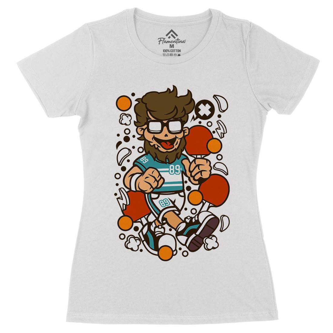 Hipster Ping Pong Womens Organic Crew Neck T-Shirt Sport C564