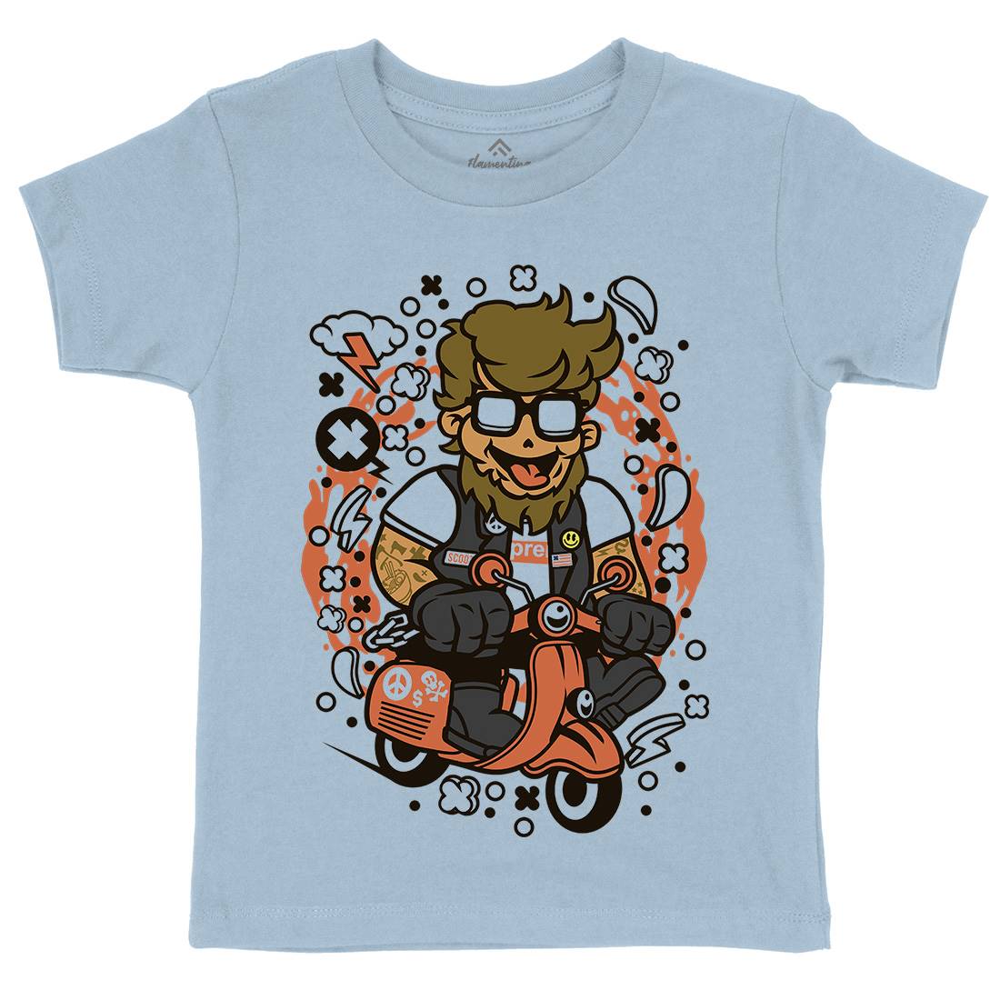 Hipster Scooter Kids Organic Crew Neck T-Shirt Motorcycles C565