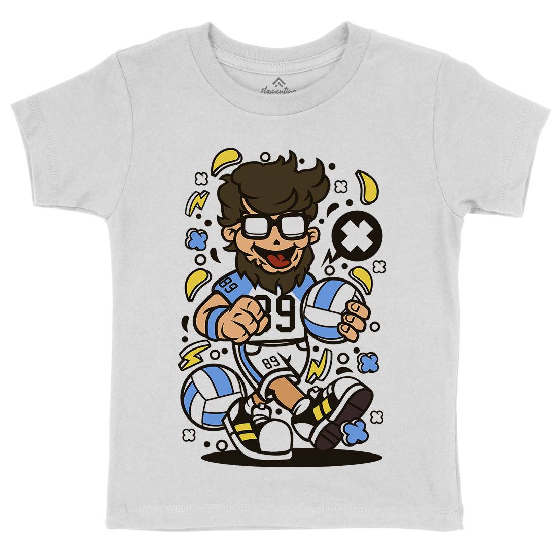 Hipster Volleyball Player Kids Organic Crew Neck T-Shirt Sport C566