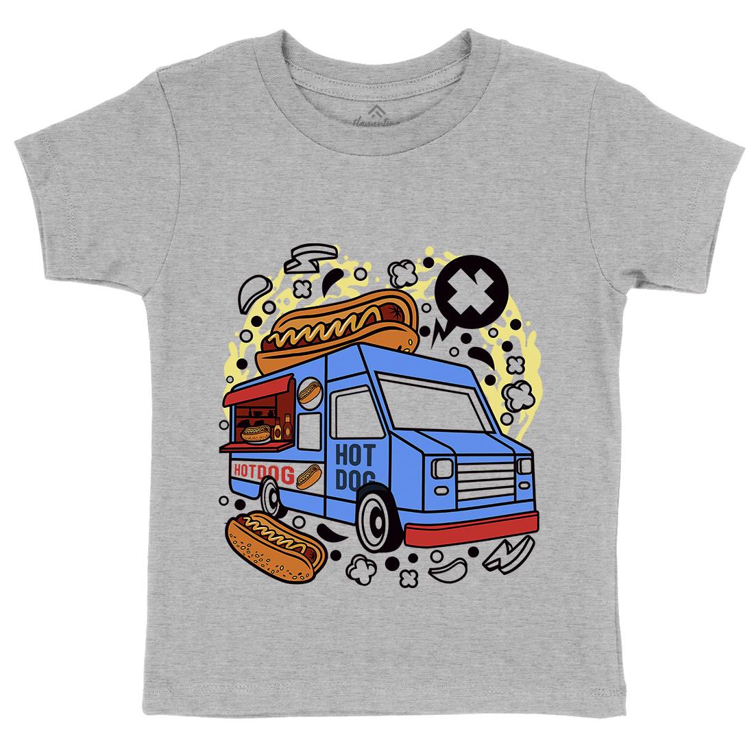 Hotdog Van Kids Organic Crew Neck T-Shirt Food C567