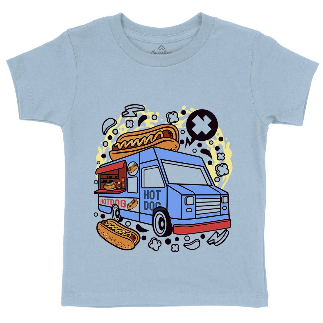 Hotdog Van Kids Crew Neck T-Shirt Food C567