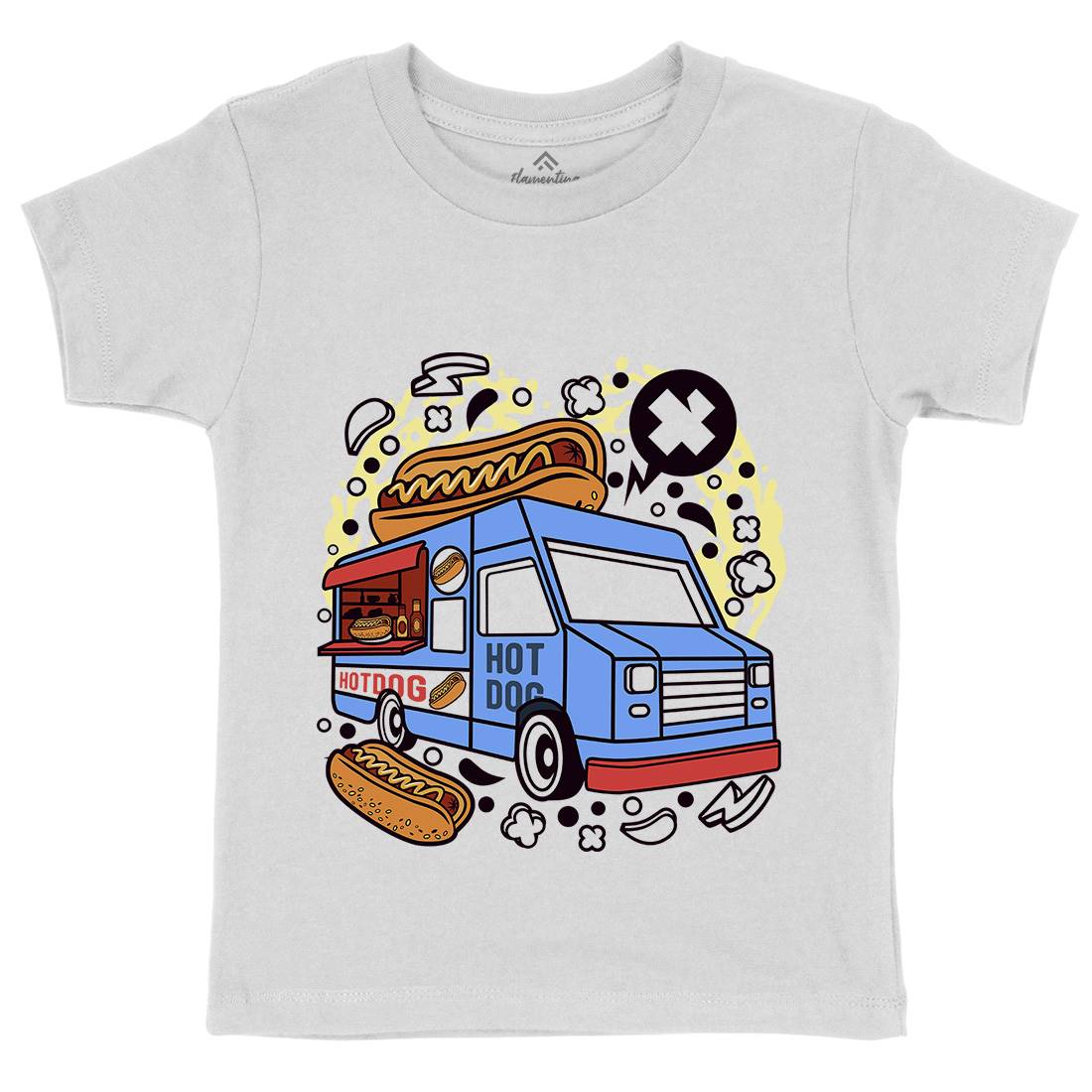 Hotdog Van Kids Crew Neck T-Shirt Food C567