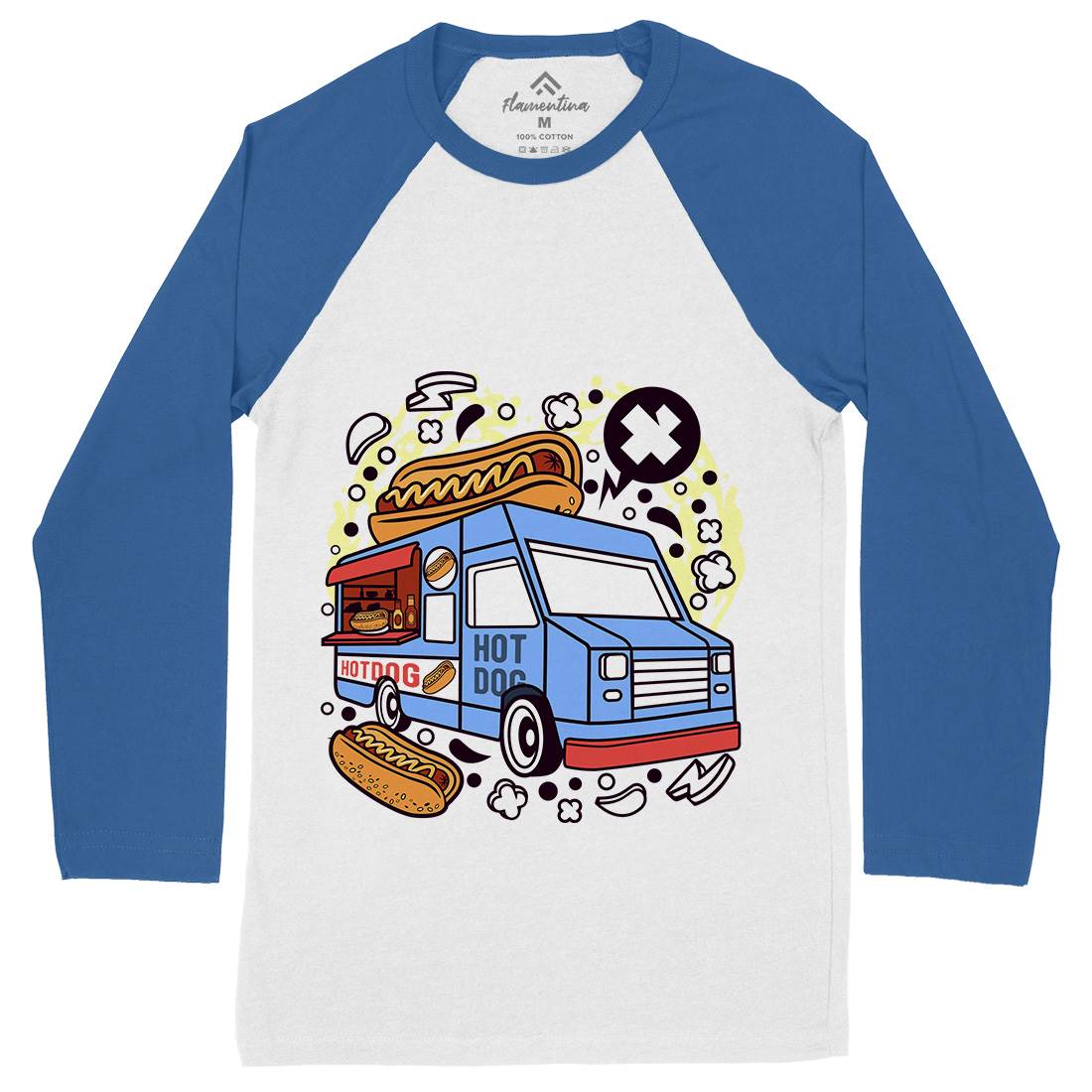 Hotdog Van Mens Long Sleeve Baseball T-Shirt Food C567