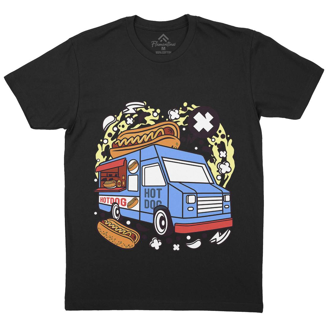 Hotdog Van Mens Organic Crew Neck T-Shirt Food C567