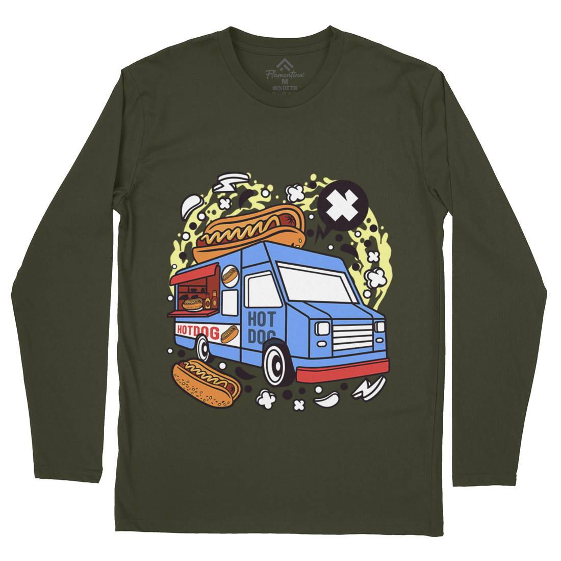 Hotdog Van Mens Long Sleeve T-Shirt Food C567