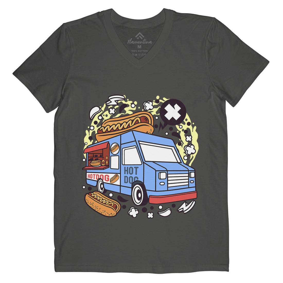 Hotdog Van Mens V-Neck T-Shirt Food C567