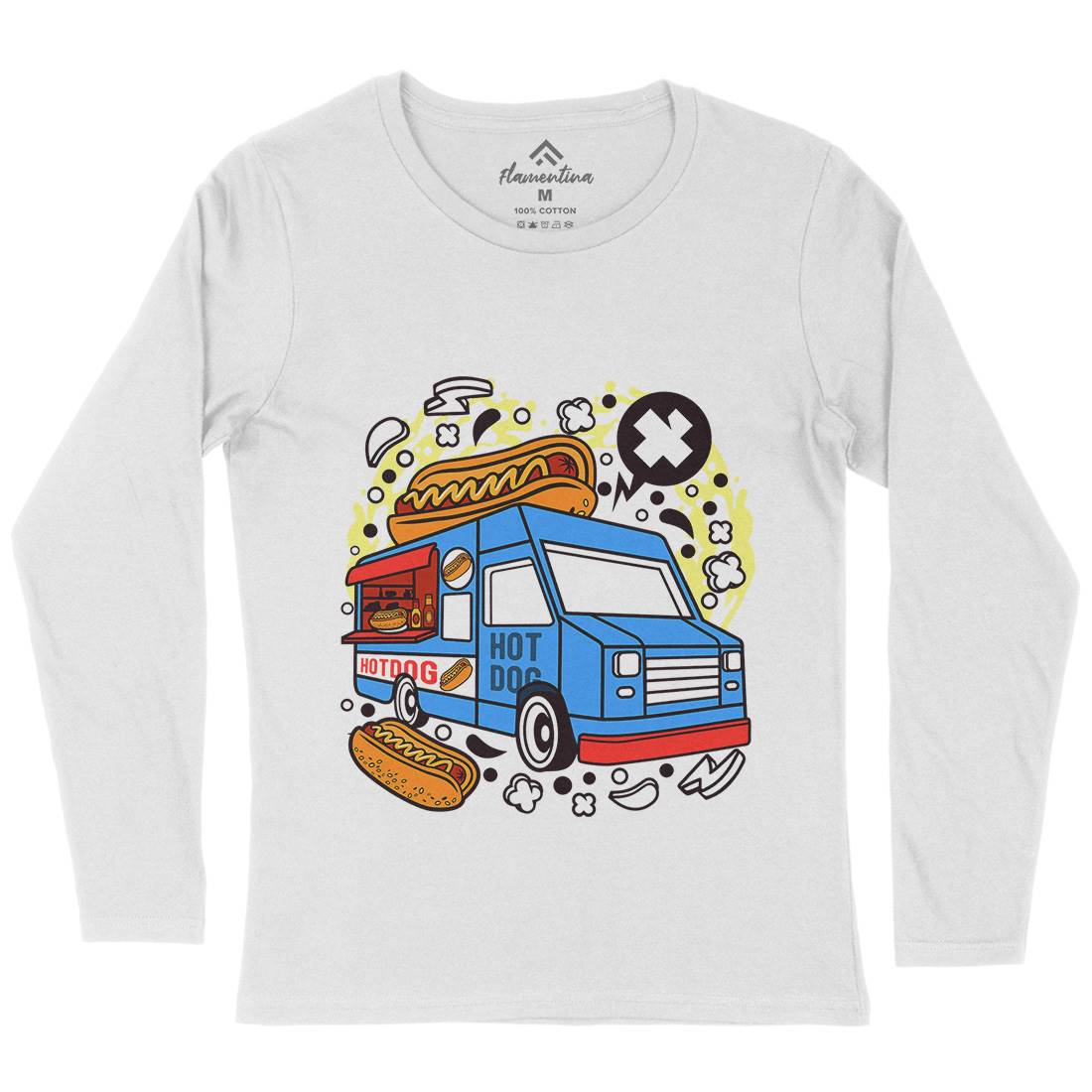 Hotdog Van Womens Long Sleeve T-Shirt Food C567