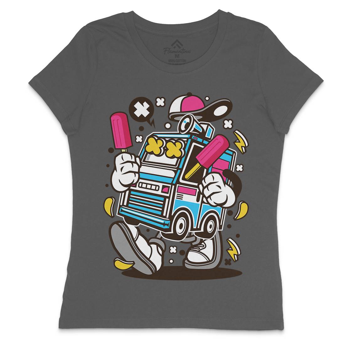 Ice Cream Truck Womens Crew Neck T-Shirt Food C568