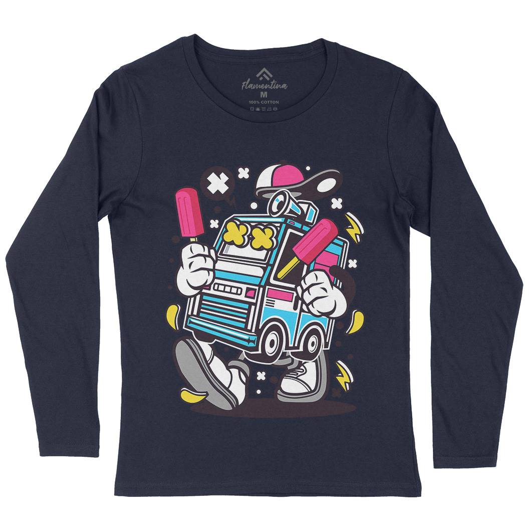 Ice Cream Truck Womens Long Sleeve T-Shirt Food C568