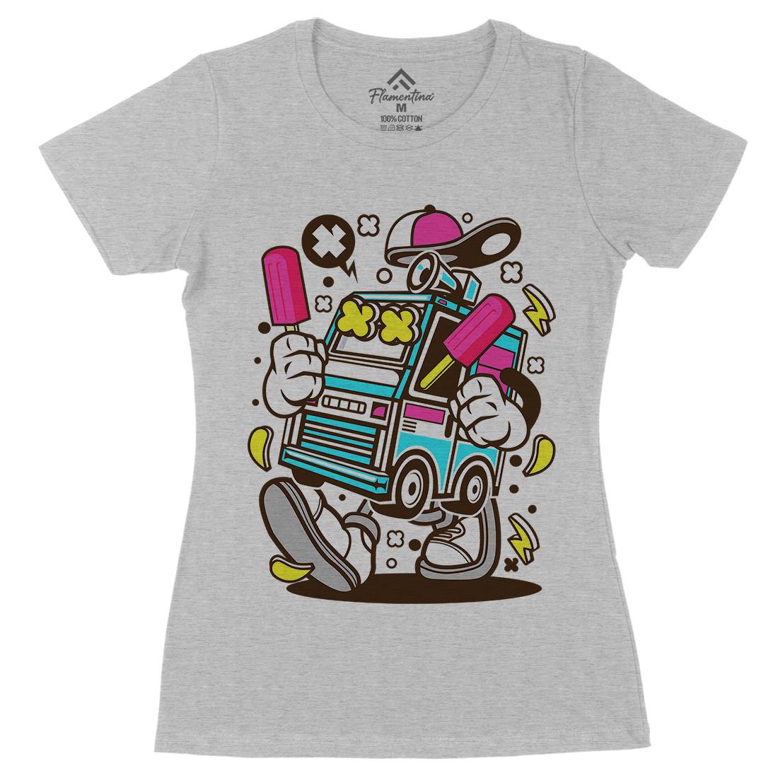 Ice Cream Truck Womens Organic Crew Neck T-Shirt Food C568