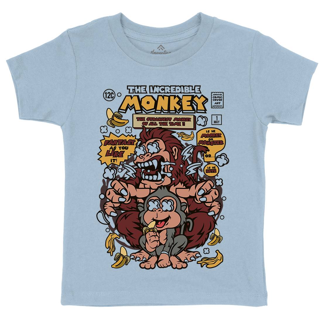 Incredible Monkey Kids Organic Crew Neck T-Shirt Animals C570