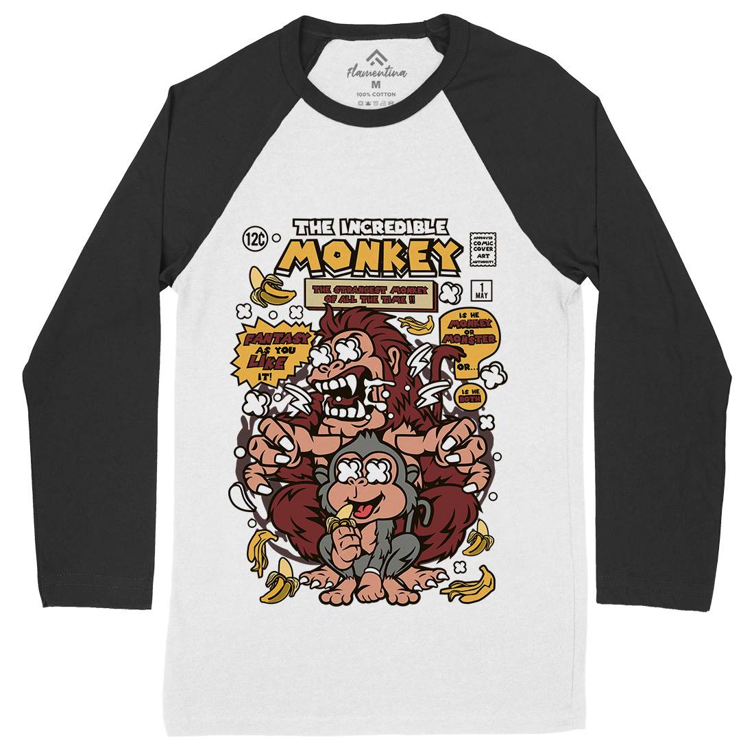 Incredible Monkey Mens Long Sleeve Baseball T-Shirt Animals C570