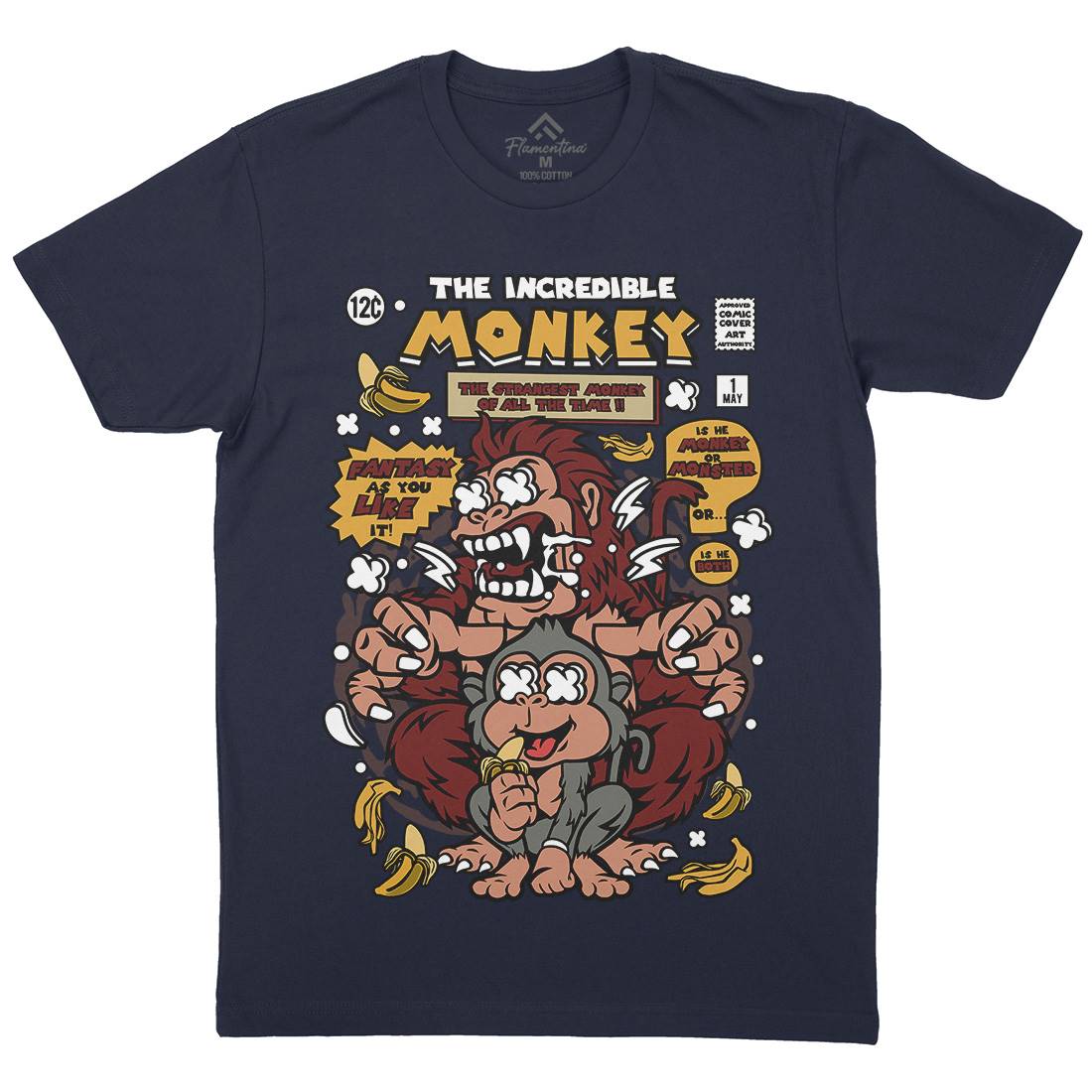 Incredible Monkey Mens Organic Crew Neck T-Shirt Animals C570