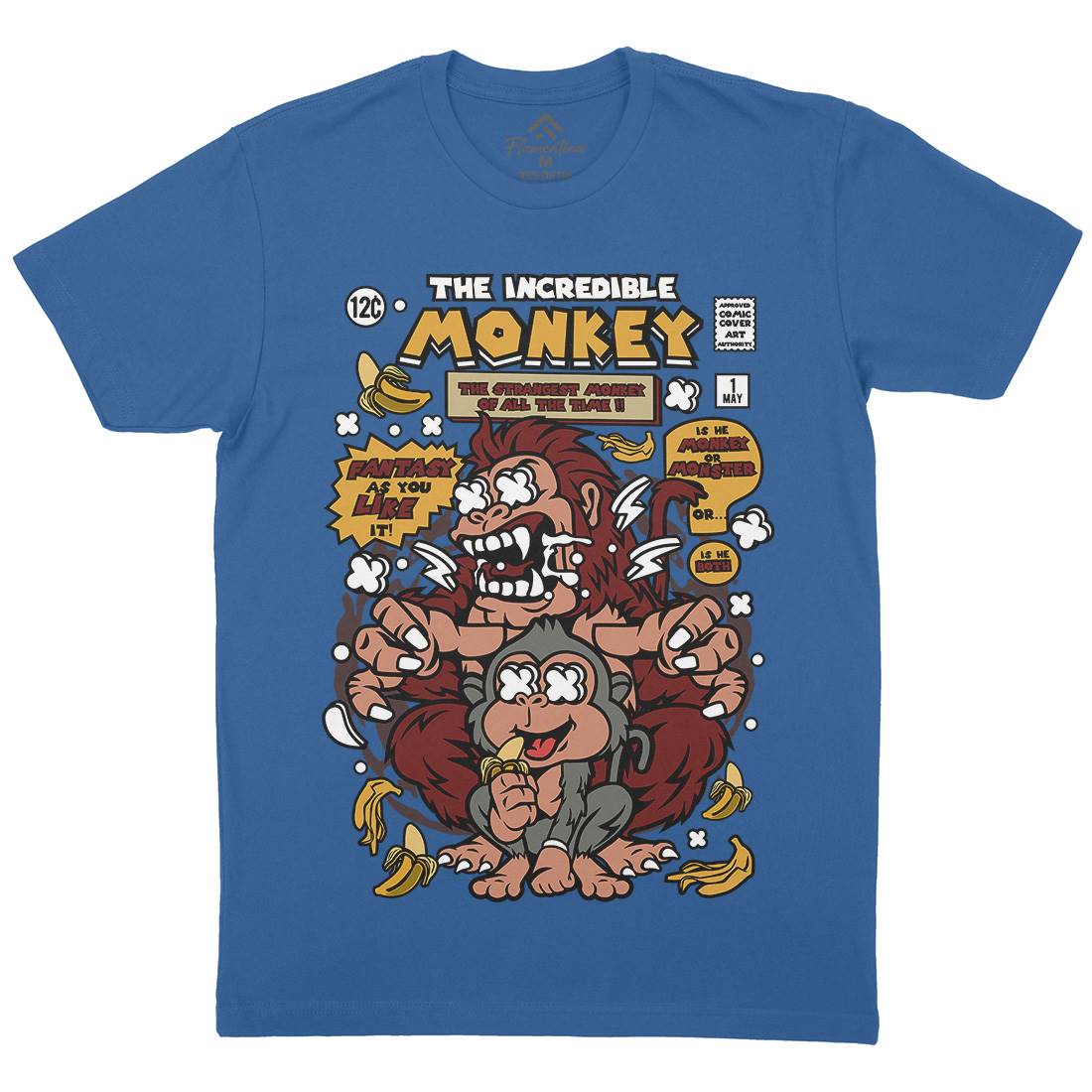 Incredible Monkey Mens Organic Crew Neck T-Shirt Animals C570