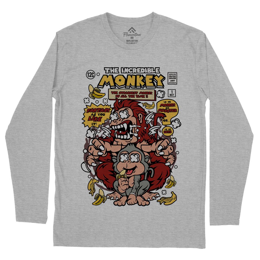 Incredible Monkey Mens Long Sleeve T-Shirt Animals C570
