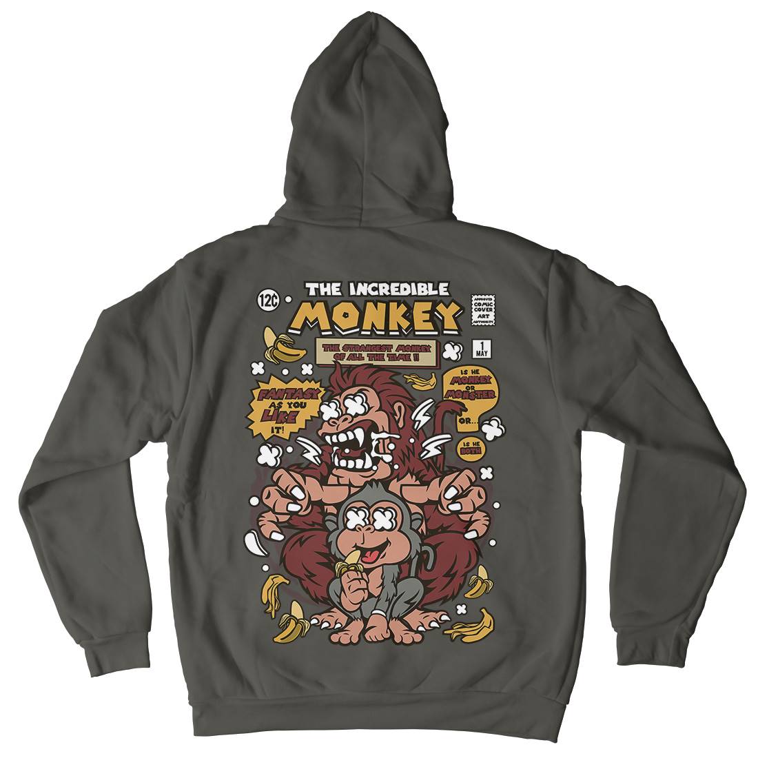 Incredible Monkey Mens Hoodie With Pocket Animals C570
