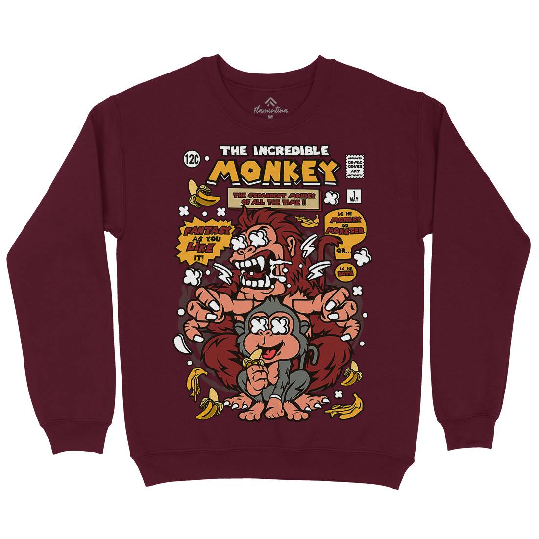 Incredible Monkey Mens Crew Neck Sweatshirt Animals C570