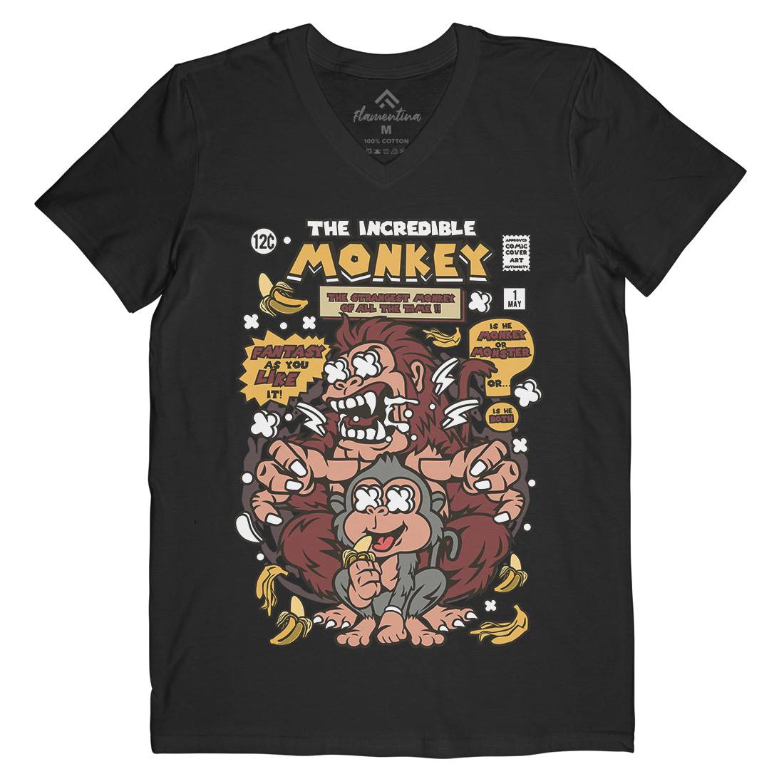 Incredible Monkey Mens V-Neck T-Shirt Animals C570