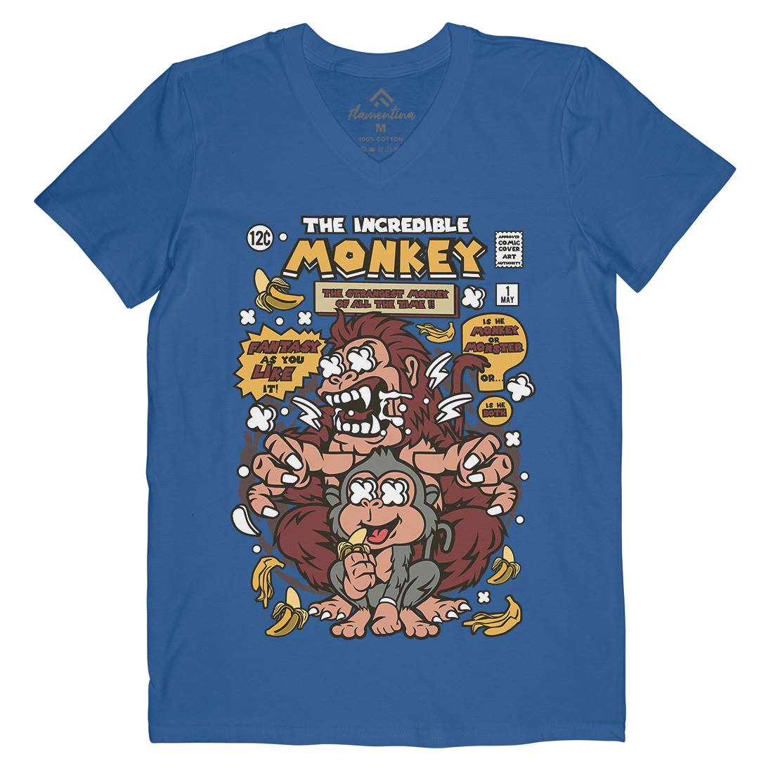 Incredible Monkey Mens V-Neck T-Shirt Animals C570