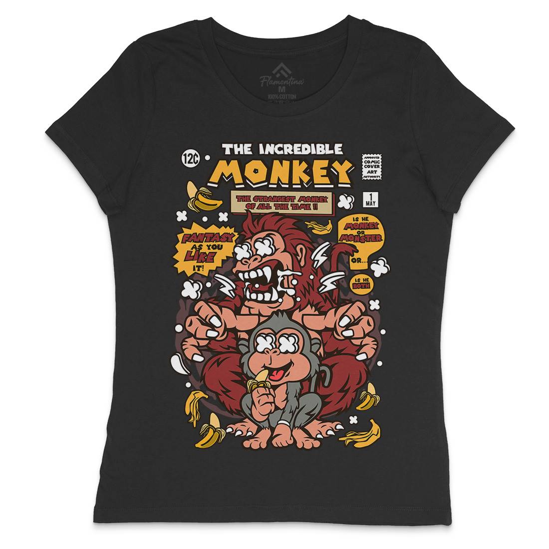 Incredible Monkey Womens Crew Neck T-Shirt Animals C570