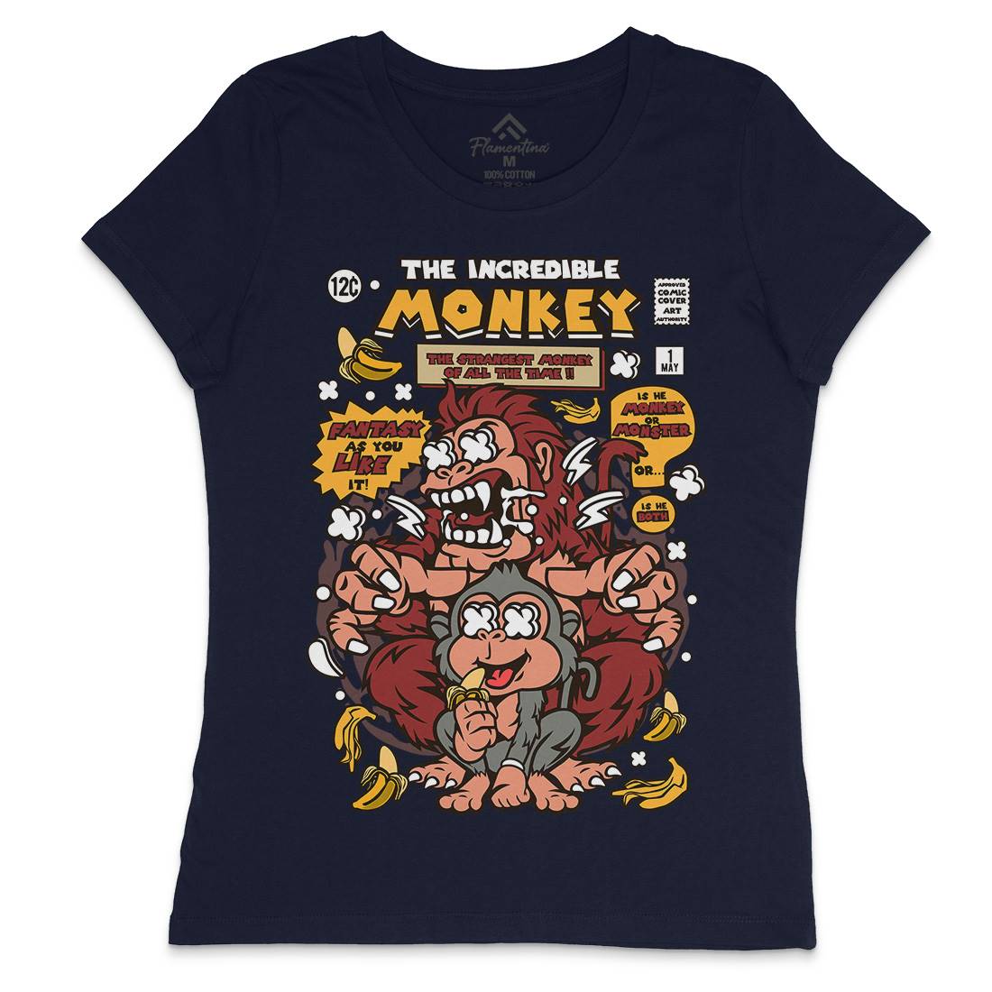 Incredible Monkey Womens Crew Neck T-Shirt Animals C570