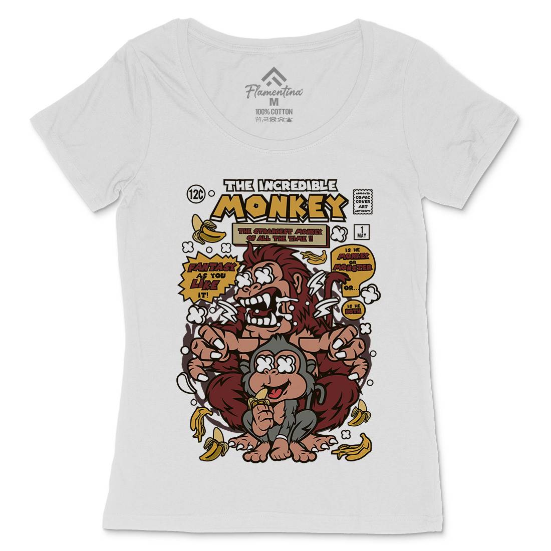 Incredible Monkey Womens Scoop Neck T-Shirt Animals C570